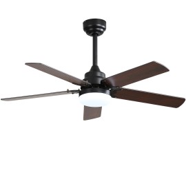 USA in Stock 42 Inch 5 Blade Ceiling Fan Modern Design High-end Ceiling Fan With Light and Remote ControlLamp Power(W): 18, Color: Black, Emitting Color: 3CCT, Wattage: 35W