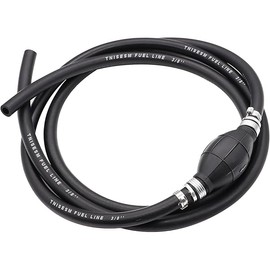 Tnisesm 3/8" Fuel Line Assembly, Nylon Braided Fuel Line Hose Marine Outboard Boat Motor RVs Fuel Assembly with Primer Bulb 304 Steel Hose Clamps 6FT