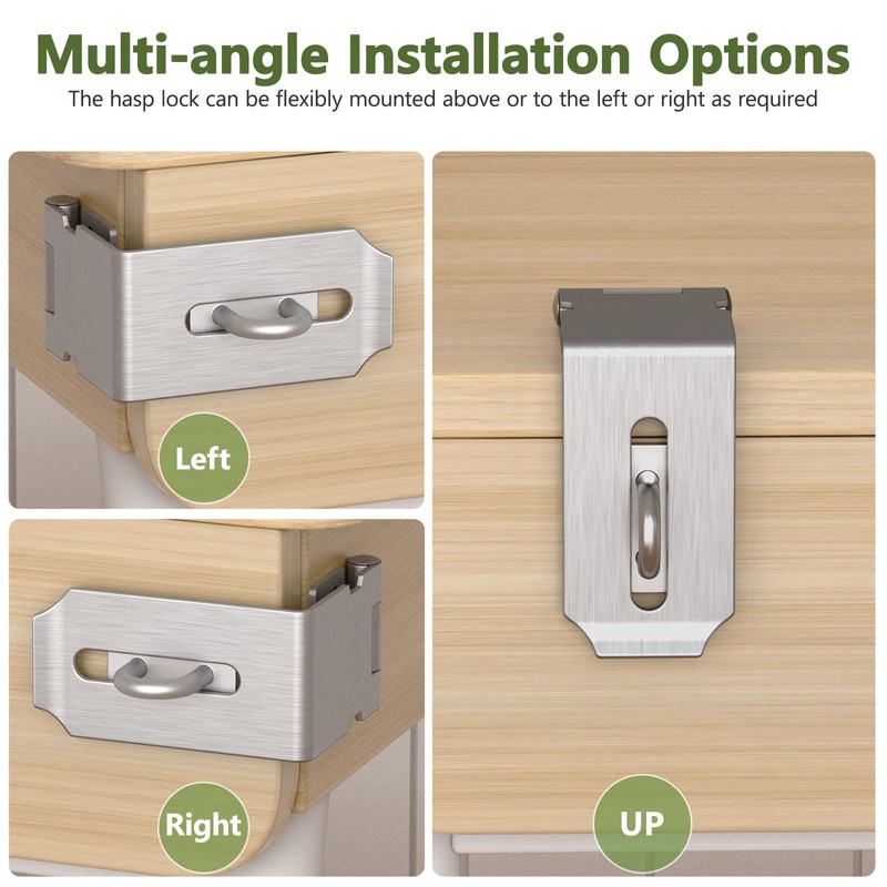 Anobeyi Door Hasp Latch, 90 Degree Padlock Hasp Lock, 304
