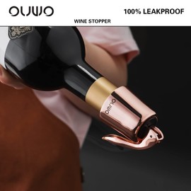 OUWO Wine Stopper Stainless Steel Wine Bottle Stoppers Plug with Silicone Wine Toppers Stopper Reusable Wine Cork Superior Leak-Proof Keeps Wine Fresh Best Gift Accessories RoseGold 6 pack