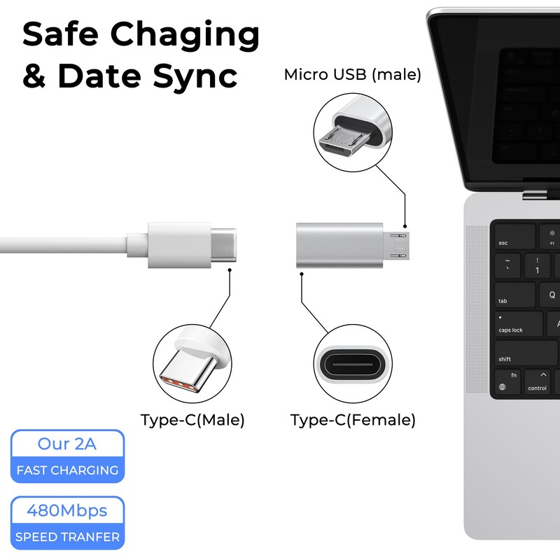 Vanjua 6 Pack Micro USB to USB C Adapter, Data