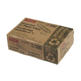 Acco Brands, Inc. : Recycled Paper Clips,No 1,1-9/32" Size,Standard,100/Bx -:- Sold As 1 Bx
