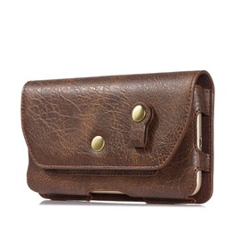 DFV mobile - Case Horizontal Leather Belt Clip with Earphone Holder for Lava IRIS 42 (2019) - Brown