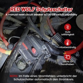 RED WOLF 60A Circuit Breaker with Manual Reset Fuse Holder Waterproof Car Circuit Breaker for Car Boat Caravan Truck Audio Motor 12-48V DC Circuit Breaker