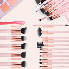 Real Perfection Real Perfection Makeup Brush Set 16 Pcs with 1 Eyebrow Razor Premium Synthetic Foundation Powder Concealers Eyeshadow Blush Makeup Brushes Make up Brushes Kit (Pink)