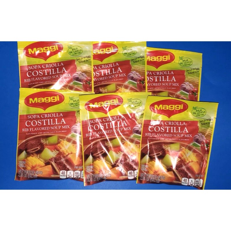 MAGGI 6 PACK SOPA CRIOLLA DE COSTILLA BEEF RIB FLAVORED