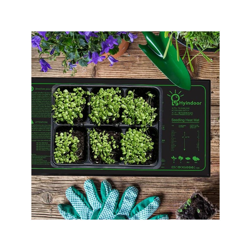 Hyindoor 10"x20.75" Heat Mat with Thermostat Garden Heater, Germination Mat,