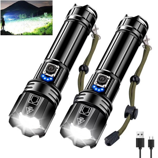 Glarylight Rechargeable Torch 100,000 High Lumens LED Torch XHP70.2 with
