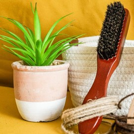 Boar Bristle and Beech Wood Hair Brush - Brush for All Hair Types - Untangling Brush for Ultra Fine and Fine Hair - Beard and Moustache Brush for Men (Ruby Red)