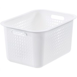 SmartStore 13L Recycled Plastic Storage Basket with handles - White - Sustainable, Stackable and Nestable - 10 Year Guarantee - Medium basket - L37 x W28 x H20 cm