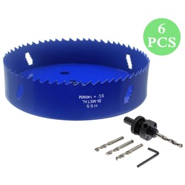 Seimneire 5-3/4 Inch Hole Saw with Heavy Duty Arbor, 1.2 Inch Cutting Depth HSS Bi-Metal Hole Drilling Cutter for Smoothly Cutting in Wood Cornhole Boards Plastic Drywall & Thin Metal