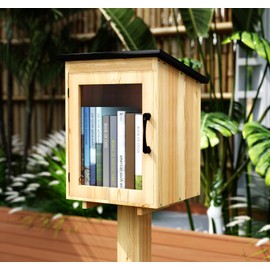 Baoz Little Library Box Outdoor,Free Library Box Outdoor Library Box Outdoor Book Storage Little Free Library for Schools Community Neighborhoods Sharing Books Newspapers Art