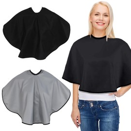 KOQAIIZ Hairdressing Cape, Short, 2 Pieces, Make-Up Cape, Hairdressing Cape, Adult Waterproof and Foldable Hair Cutting Cape, for Make-Up, Artist, Beauticians