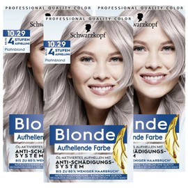 3 x Schwarzkopf Brightening Colour 10.29 Platinum Blonde 142.5 ml 4 Levels Lightening