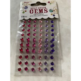 crystal stickers DARICE SELF-STICK GEMS TWO SHEETS GEMSTONE MULTI-COLOR DOTS 7MM MIXED ROUNDS 78P
