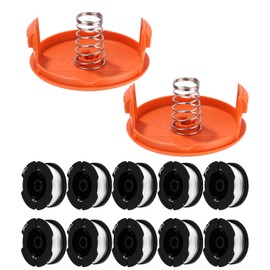 Pack of 14 Grass Trimmer Spool for Black Decker Grass Trimmer, A6481 A6485 Trimmer Line Spool for Black and Decker Grass Trimmer, Trimmer Spool AF100 (10 Replacement Spools + 2 Caps + 2 Springs)