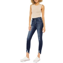 SALT TREE Kancan - Women's High Rise Ankle Skinny Jeans - KC8433-NV Darkblue