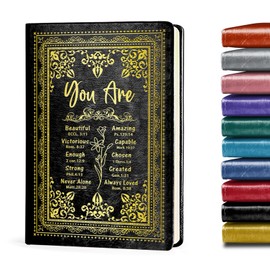 Black A5 Lined Leather Journal Notebook,Inspirational Christian Gifts Hardcover Executive Notebooks for Men Women,200 Pages 100 Gsm Thick Ruled Paper Daily Diary for School,Family ,Friends,Work (You Beautiful Black)