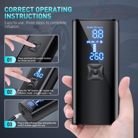 Tire Inflator Portable Air Compressor, 150PSI & 25000mAh air Pump for car Tires with Tire Pressure Gauge Led Light, 2X Faster Cordless Tire Pump for Car, Motorcycle, Bicycle and Ball