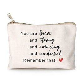 You Are Strong Brave Amazing Reminder Gift Makeup Bag Affirmation Gifts Positive Thoughtful Gifts Inspirational Gift for Daughter Travel Bag Graduation Gifts