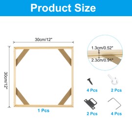 PATIKIL 12x12 inch Canvas Stretcher Bars, DIY Removable Wooden Splicing Canvas Frames Kit for Oil Paintings Poster Picture Photo, Arts Accessory, Paint by Numbers