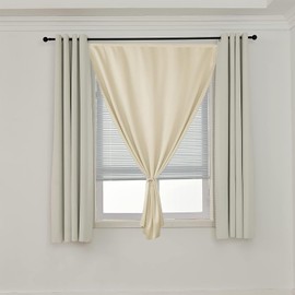 AJAZZ 100% Blackout Curtains for Bedroom Self Adhesive Curtains Temporary Curtain Easy to Install Used for Curtains for Living Room Window Curtain (Beige, 35" W x 54" L) 1 Panel