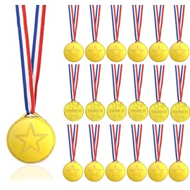 LeFeirr Pack of 18 Medals for Children, Sports Day Medals Winner Gold Medals for Children's Birthday Football or School Mini Olympics