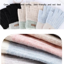 FCHUI Winter Fingerless Gloves - Women Warm Knit Half Fingers Mittens Thermal Fingerless Gloves Ladies Half Fingers for Running Sking