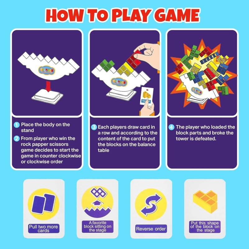 sinomund 48 Board Games Tetra Tower Balance Stacking Toys Building