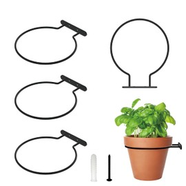 6 Inch 4 Pack Metal Flower Pot Holder Rings – Wall Mount Planter Brackets, Heavy Duty Plant Hangers for Outdoor Fence or Indoor Use