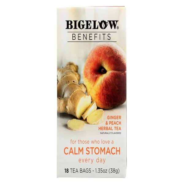 Bigelow Benefits Herbal Tea (Pack of 2) Ginger Peach, 18 Count Boxes