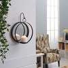 Danya B. Round Wrought Iron Pillar Candle Sconce with Mirror