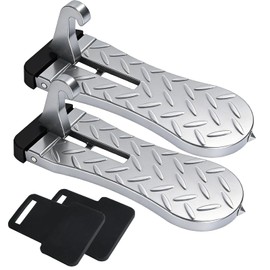 2PCS Car Door Step for Car Roof Access with Latch Protector Silver Aluminum