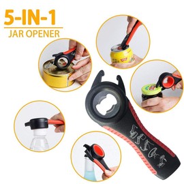 Bottle Opener Set, 5-in-1 and 6-in-1, Can, Soda, and Jar Openers, Twist Off Lid â Jar Opener for Seniors and Arthritic Hands (2pcs) (Black Red)