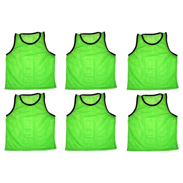 Bluedot Trading Youth Nylon Mesh Scrimmage Training Pinnie Vest for Team Practice for All Kinds of Sports Soccer, Football, Basketball, Lacrosse, Green, 6 Pack