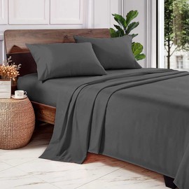 Sleeper Sofa Bed Sheet Set - 4 PC's Sleeper Sofa Microfiber Sheet Set - Microfiber Sleeper Sofa Sheets - 100% Brushed Microfiber Sofa Bedsheets - Easily Fits Upto 4 Inch Drop (Queen, Dark Grey)