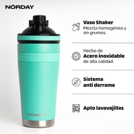 NORDAY | Shaker Proteina de Acero Inoxidable | Pre Workout Shaker Gym - Vaso para Proteina - Botella Mezcladora de Coctelera | Tapa Hermética Antiderrame - Protein Vaso Shaker Aqua 25oz