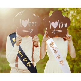 Docooniver Docooniver Bride to be&Groom to be 2 Pack Sash for Bridal Shower,Bachelorette Party Sash,Bridal Shower Favors and Decorations.(White&Black)