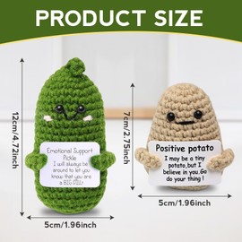 Emotional Support Pickle and Positive Potato, 2 Pcs Novelty Pocket Hug Dolls with Positive Cards, Positive Affirmation Gifts for Kids, Adults, Friends, Colleagues