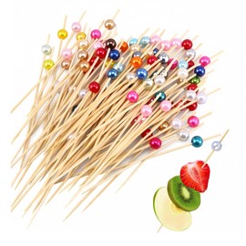 100 Pcs Cocktail Sticks,Canape Sticks,Cocktail Sticks Wooden,Food Sticks for Fruits,Desserts,Drinks,Food,Party Supplies (12cm/4.7inch)