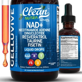 Clean Nutra Celluvive NAD+ Drops – NAD Resveratrol Taurine Fisten Wheat Germ Turmeric Vitamin C & E for Cellular Energy & Aging Longevity Supplement:_2 Bottles