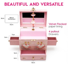 Enchantmints Ballerina Musical Jewelry Box Spins to "Swan Lake" 4 Drawer Treasure Storage