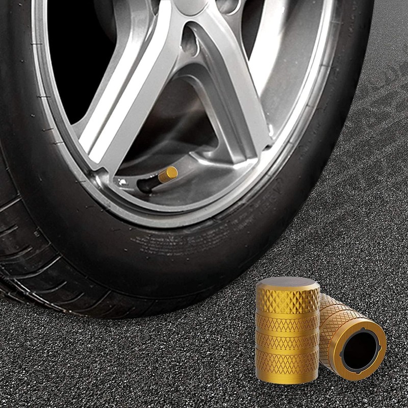 CKAuto Tire Valve Stem Caps, Yellow, 10 pcs/Pack, Anodized Aluminum