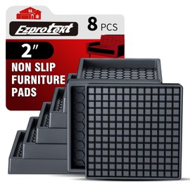 Ezprotekt Non Slip Furniture Pads, 8 Pcs 2" Anti Slip Rubber Caster Cups, Anti Skid Furniture Coasters for Hardwood Floors, No Slide Furniture Gripper, Furniture Stoppers to Prevent Sliding (Black)