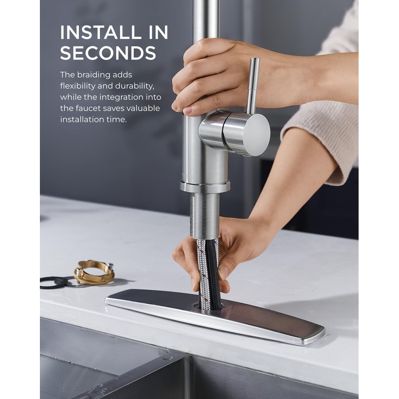 FORIOUS Kitchen Faucets with Pull Down Sprayer, Brushed Nickel Stainless