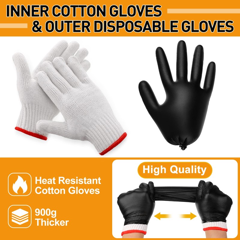 Janmercy 200 Pcs Disposable BBQ Nitrile Gloves with 4 Pairs