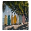 JOFKAXU Tropical Beach Shower Curtain Colorful Surfboard Palm Tree Surfing