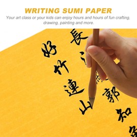 Lurrose 20m Chinese Calligraphy Rice Paper Raw Writing Paper Blank Chinese Calligraphy Paper for Writing and Painting Calligraphy Paper 35cm Yellow