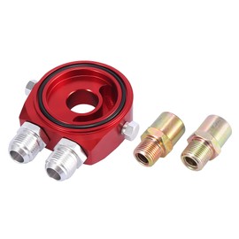 X AUTOHAUX Car Oil Filter Cooler Sandwich Plate Adapter Kit Red M20x1.5 1/8 NPT