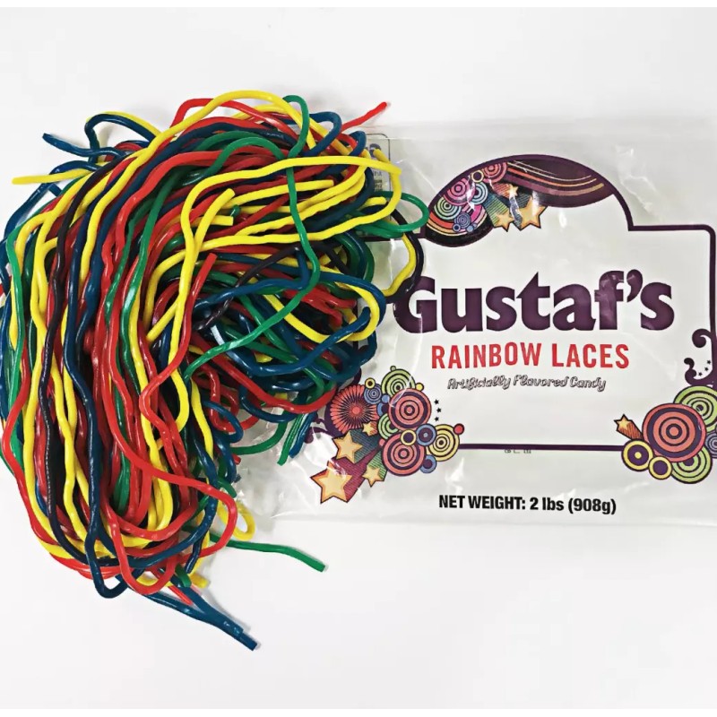 Gustaf's Old Fashioned Rainbow Laces Licorice, 2-Pound Bag